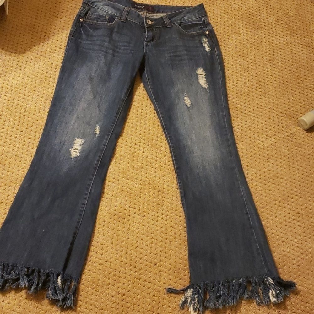 - Anchor blue vintage distressed bootcut jeans size